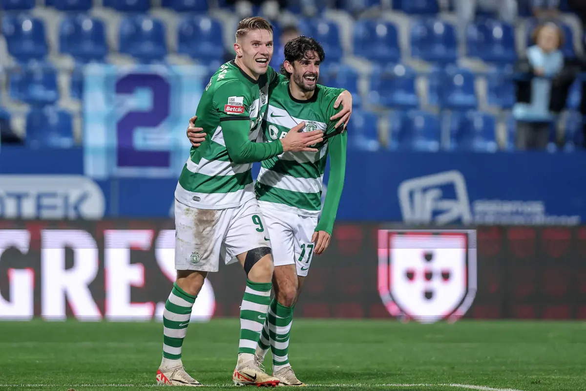 Gyokeres e Trincão (créditos: Miguel Pereira/Global Imagens)