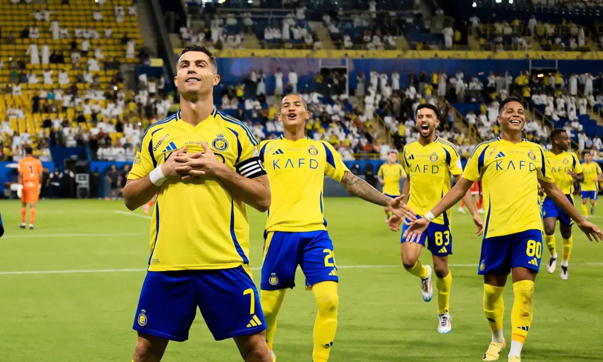 Festejo de Ronaldo contra o Al Wehda (créditos: Al Nassr)