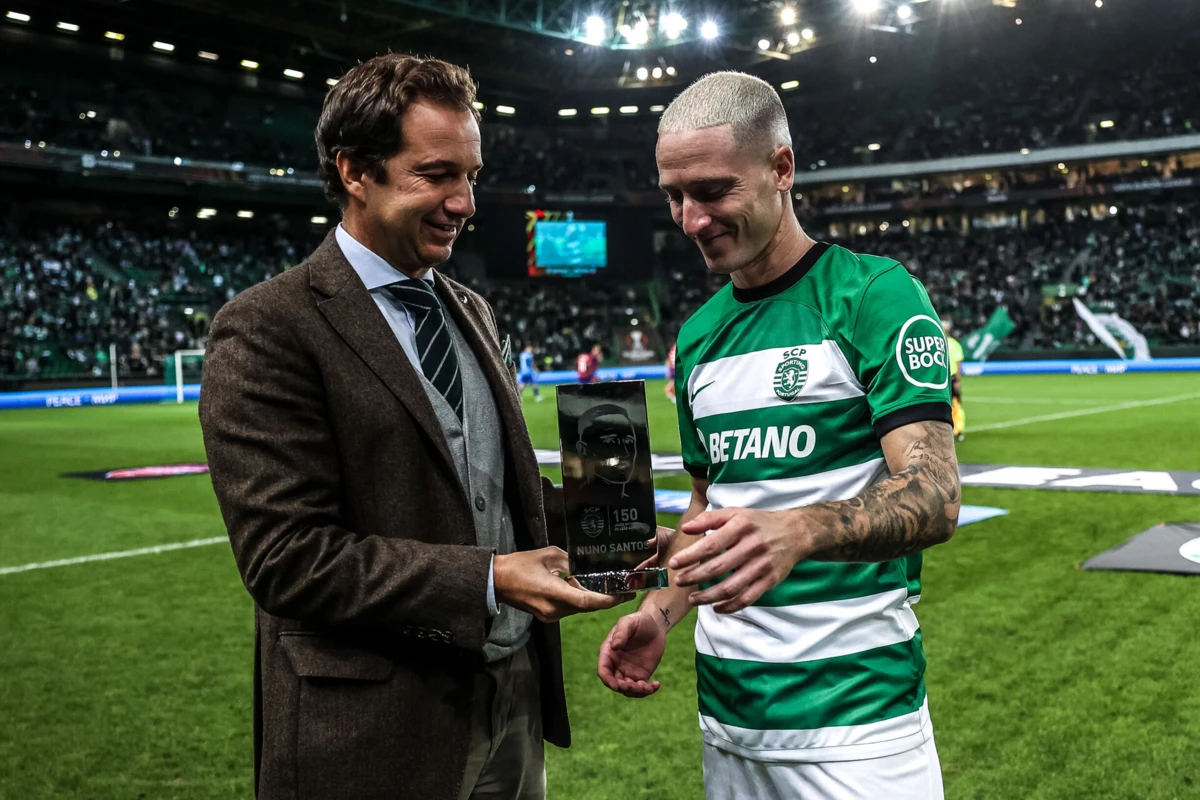 Imagem de contexto do artigo Sporting: jogo com o Raków também foi de homenagem para Nuno Santos
