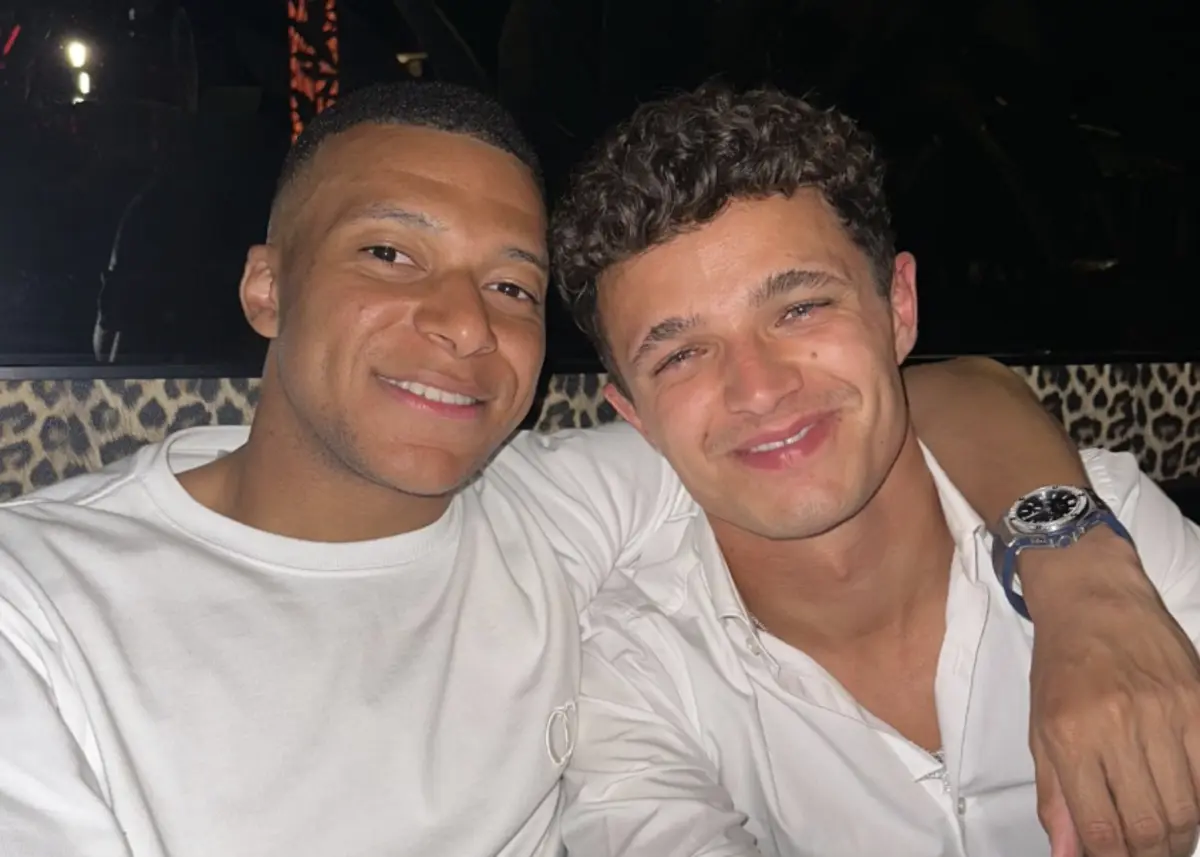 Imagem de contexto do artigo Mbappé, Jimmy Butler e Magui Corceiro "apanhados" nos festejos de Lando Norris