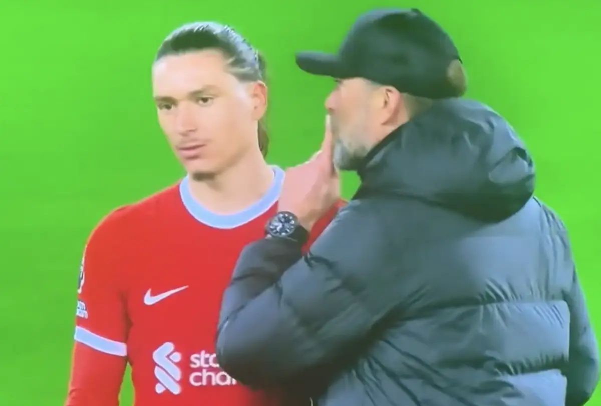 Imagem de contexto do artigo Klopp mandou calar Darwin após derrota do Liverpool com o Everton. Veja o momento