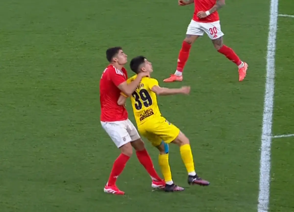Imagem de contexto do artigo Benfica-Braga: Fran Navarro pediu penálti após lance com António Silva