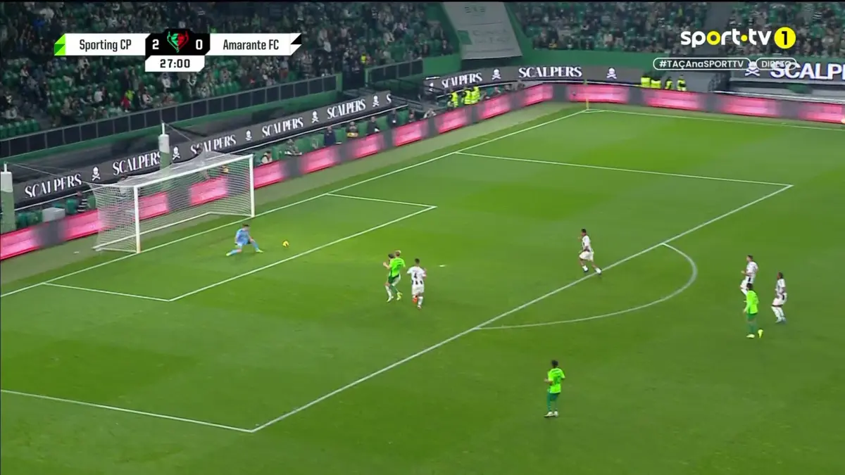 Imagem de contexto do artigo Sporting-Amarante: Harder falha à boca da baliza, mas à segunda não desperdiça. Veja o golo
