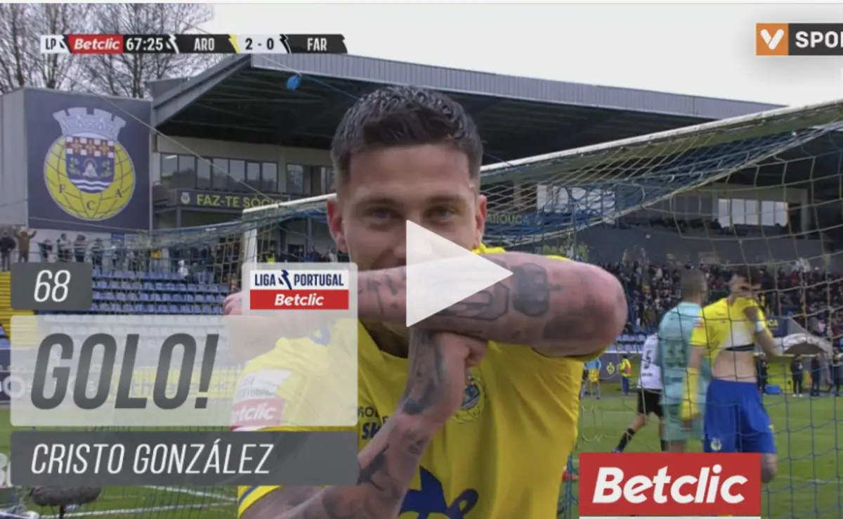 Imagem de contexto do artigo Cristo González dilatou assim a vantagem do Arouca na receção ao Farense. Ora veja