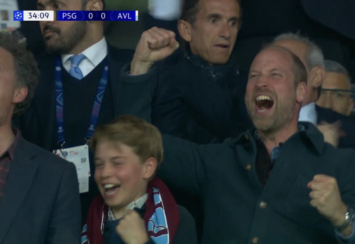 Imagem de contexto do artigo Nuno Mendes perde a bola e o Aston Villa marca ao PSG: príncipe William festeja na bancada