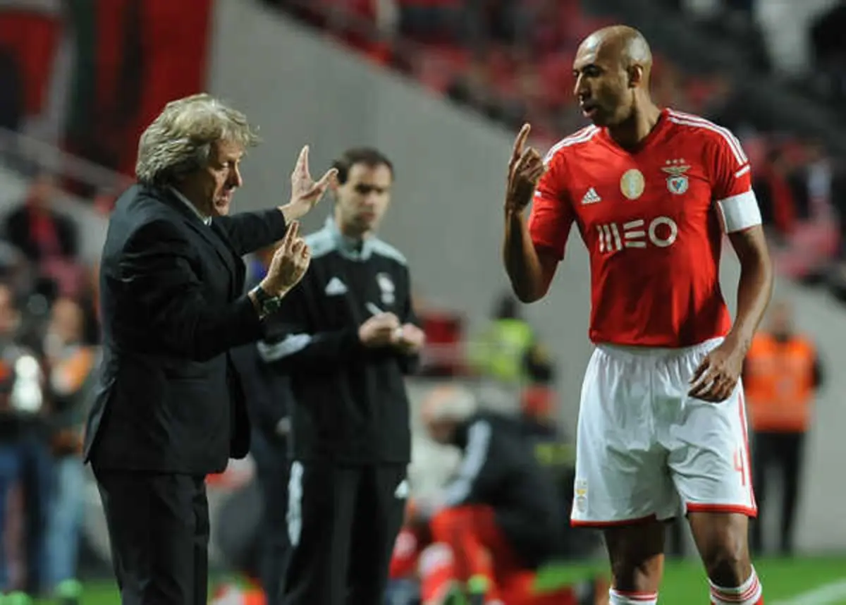 Jorge Jesus e Luisão (créditos: Álvaro Isidoro)