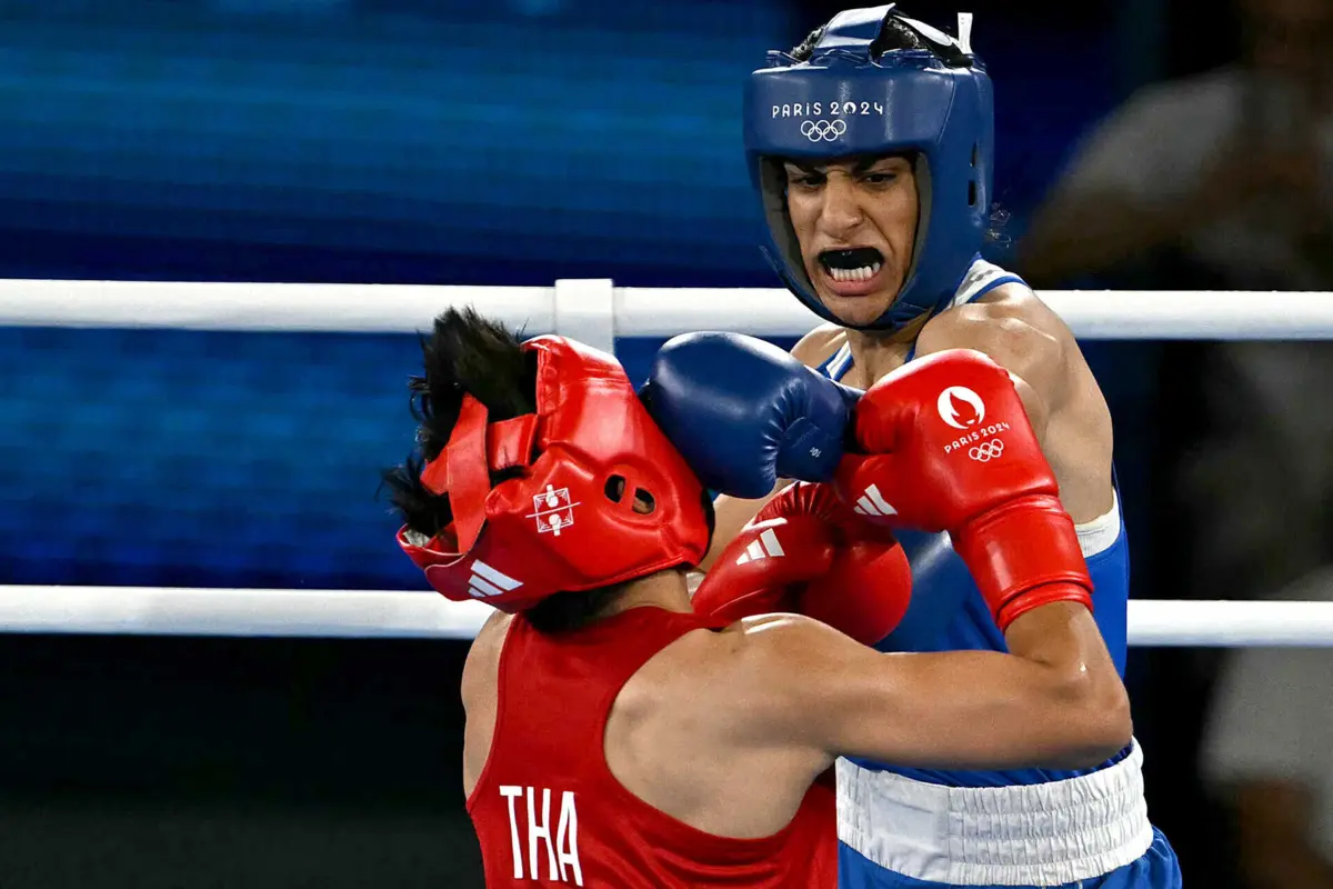 Imane Khelif na final de boxe -66 kg (AFP)