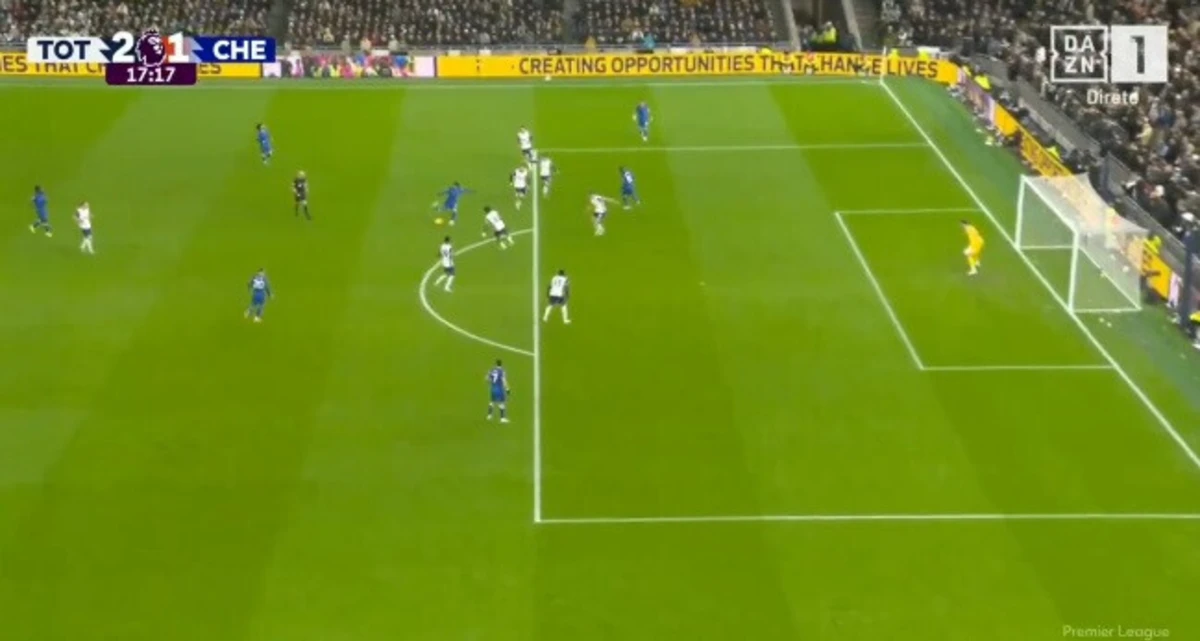 Imagem de contexto do artigo Jadon Sancho reduz desvantagem do Chelsea em casa do Tottenham. Veja o golo