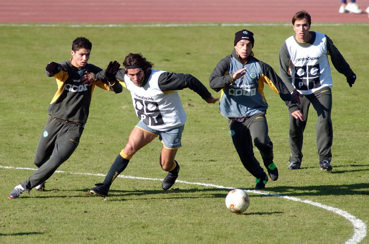 Cristiano Ronaldo e Sá Pinto nos tempos de Sporting (Créditos: Global Imagens)