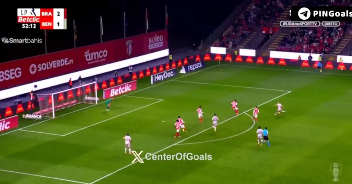Imagem de contexto do artigo Vídeo: golaço de Aursnes e novo empate no Braga-Benfica com queixas de falta