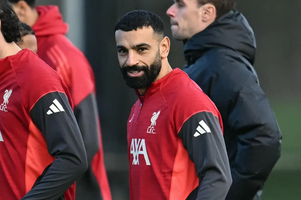 Salah no treino do Liverpool