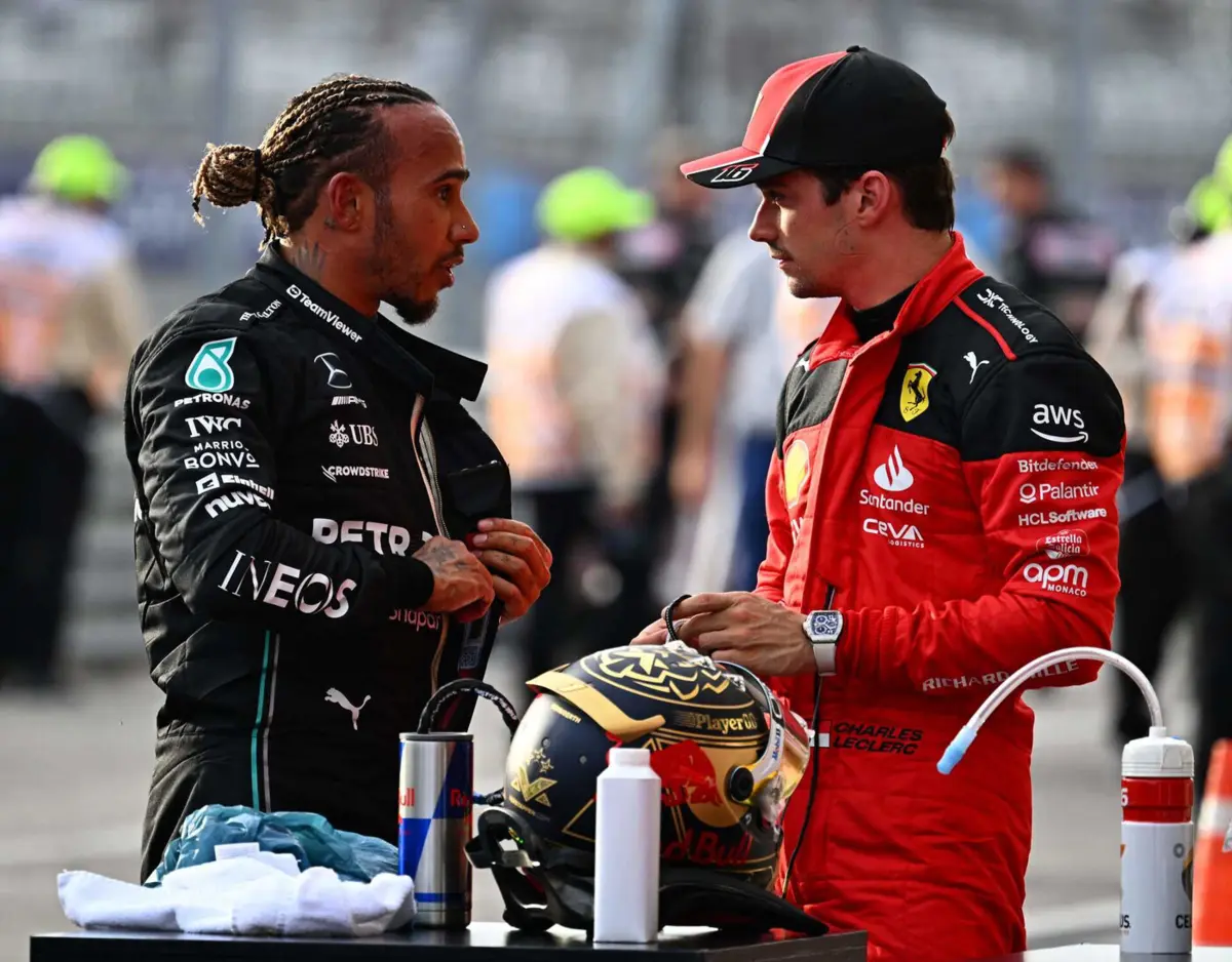 Hamilton e Leclerc à conversa