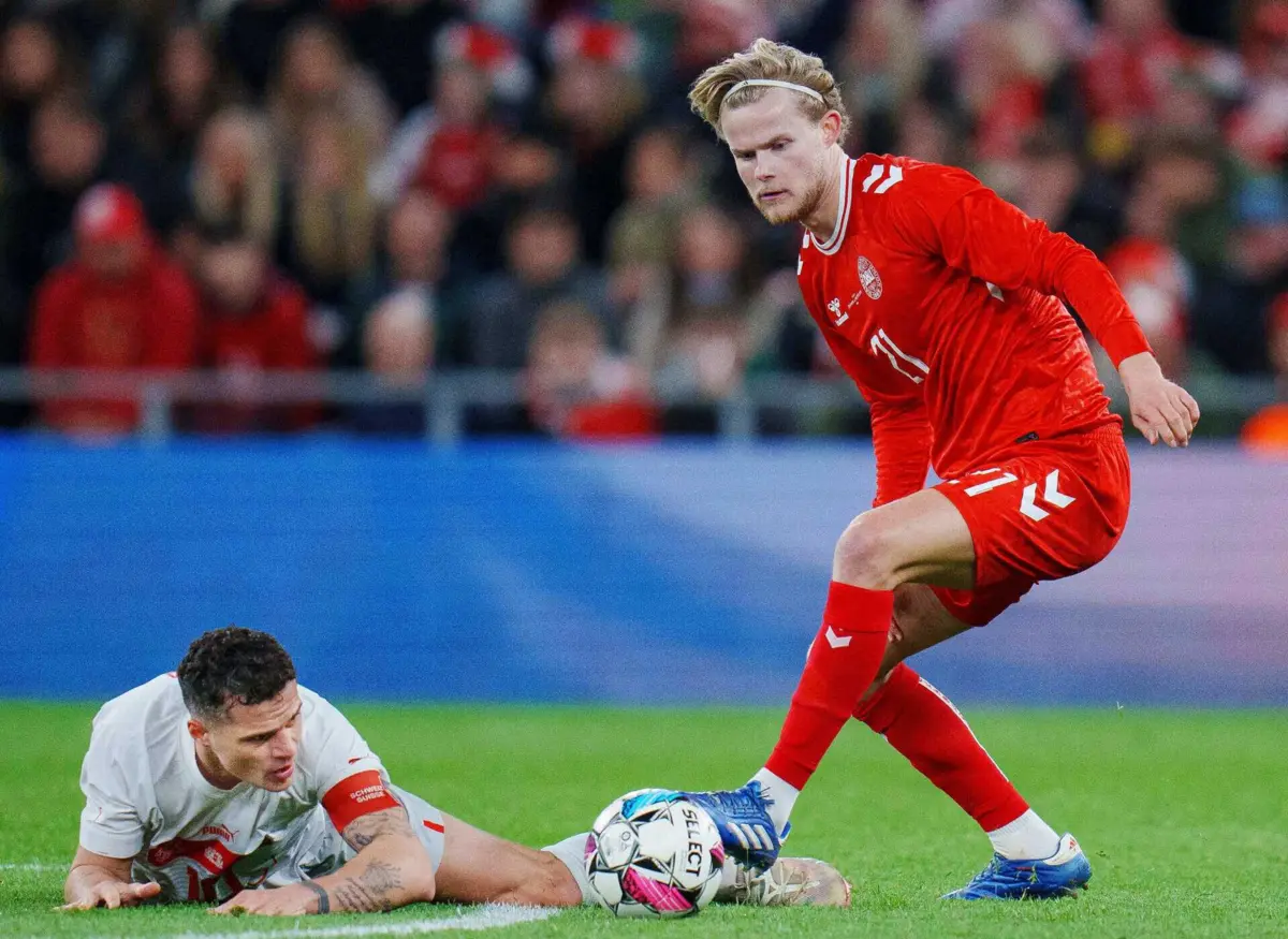 Morten Hjulmand ao serviço da seleção dinamarquesa