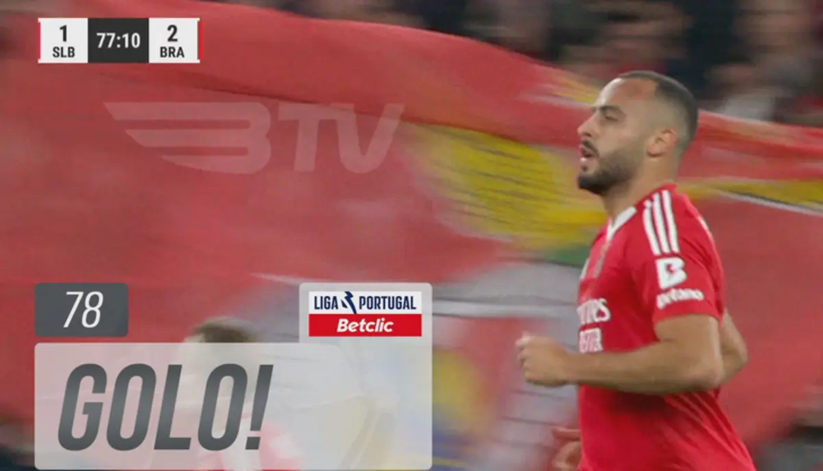 Imagem de contexto do artigo Benfica-Braga: Arthur Cabral reduz desvantagem encarnada. Veja aqui