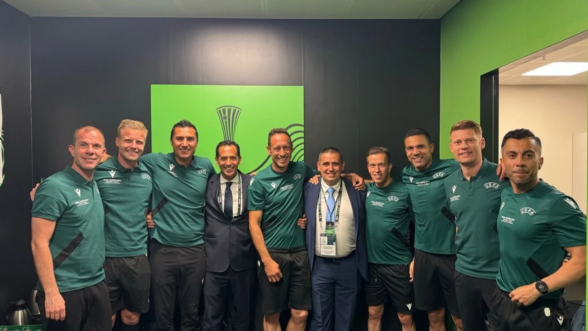 Imagem de contexto do artigo Pedro Proença homenageou equipa de arbitragem portuguesa da final da Liga Conferência