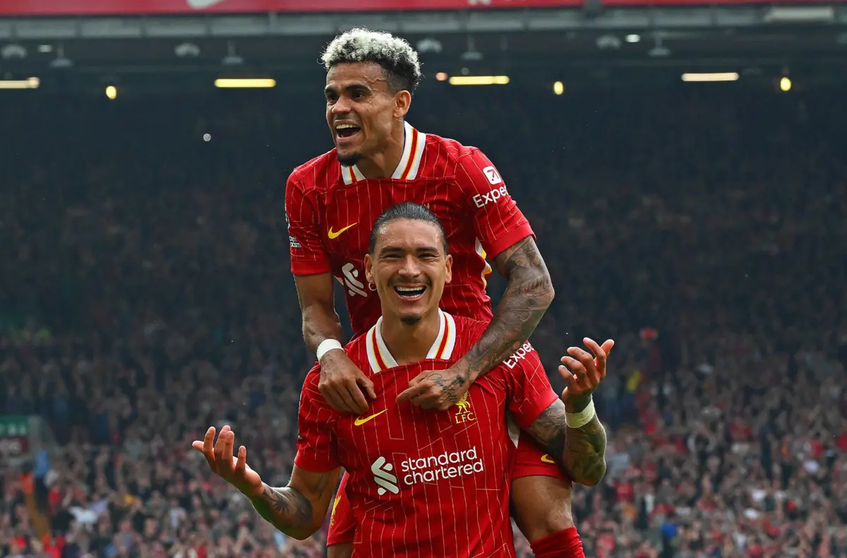 Darwin e Luis Díaz (créditos: Liverpool)