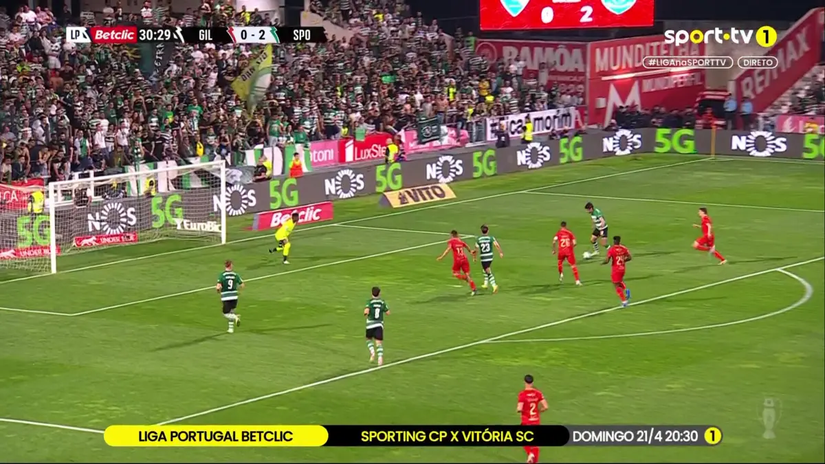 Imagem de contexto do artigo Trincão bisa e faz o terceiro golo do Sporting à meia hora de jogo. Ora veja
