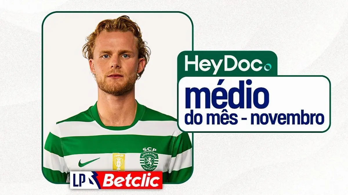 Imagem de contexto do artigo Hjulmand eleito Médio do Mês da I Liga, à frente de Gustavo Sá e Zalazar