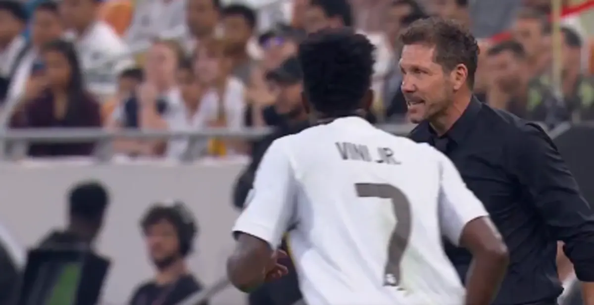 Imagem de contexto do artigo Simeone provoca Vinícius Jr: "O Florentino vai mandar-te embora"