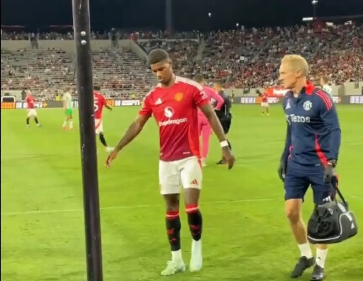 Rashford sai lesionado (créditos: ESPN)