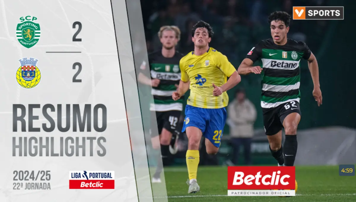 Imagem de contexto do artigo Quatro golos, empate e polémica: o resumo do Sporting-Arouca
