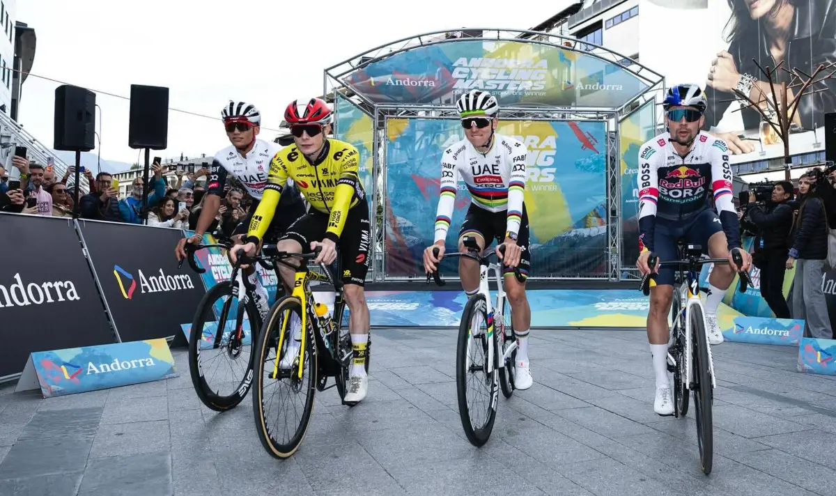 Imagem de contexto do artigo Pogacar, Vingegaard, Roglic e Del Toro terão recebido 150 mil euros cada em Andorra