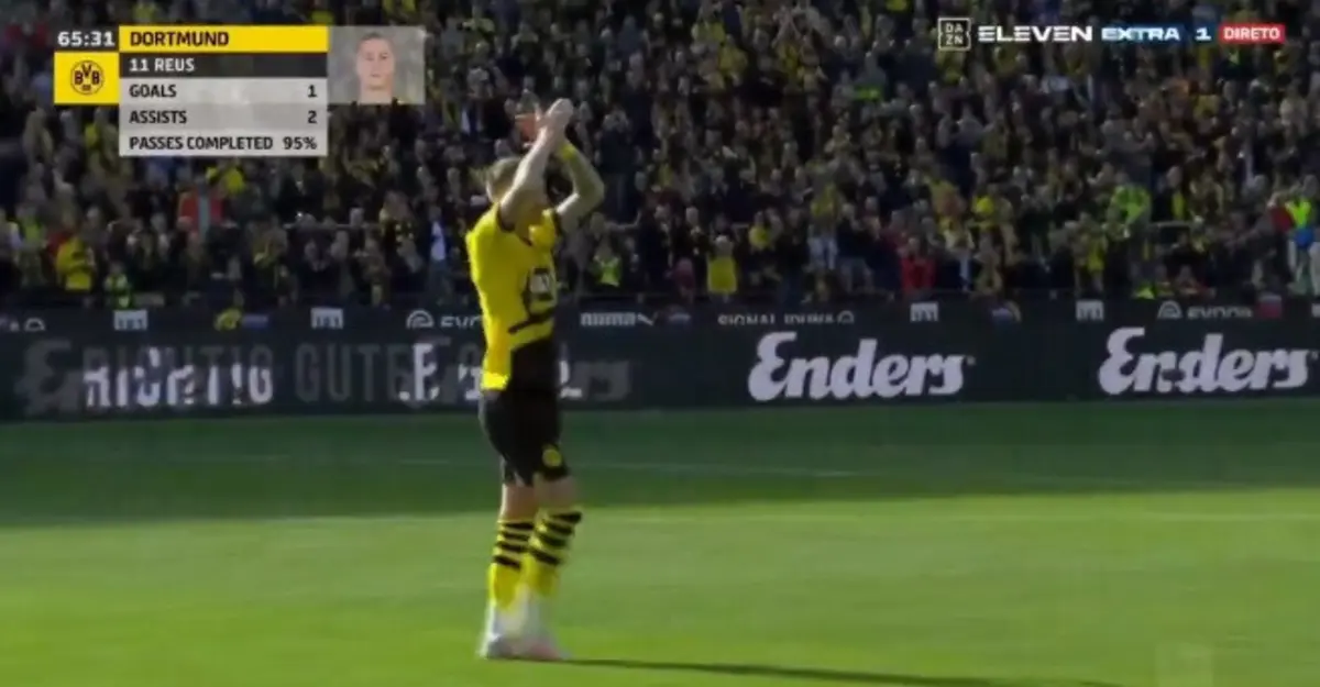 Marco Reus ovacionado (créditos: DAZN)