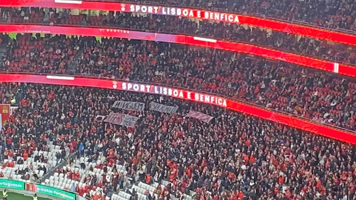 Tarja de adeptos do Benfica (créditos: Miguel Gouveia Pereira)