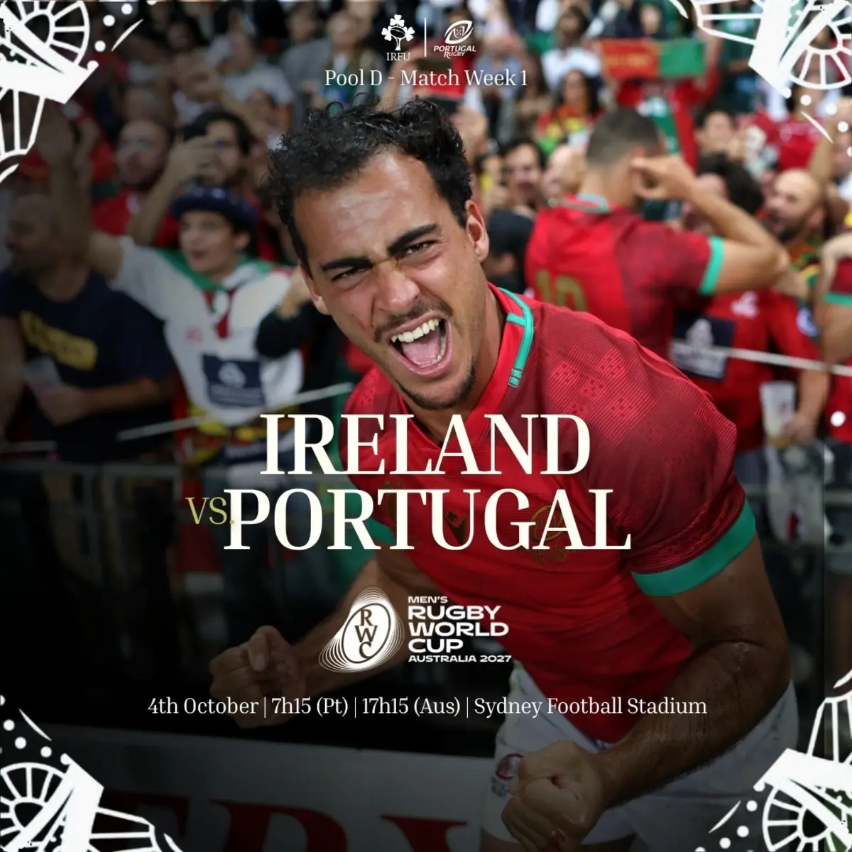 Imagem de contexto do artigo Portugal defronta Irlanda na estreia no Mundial'2027 de râguebi