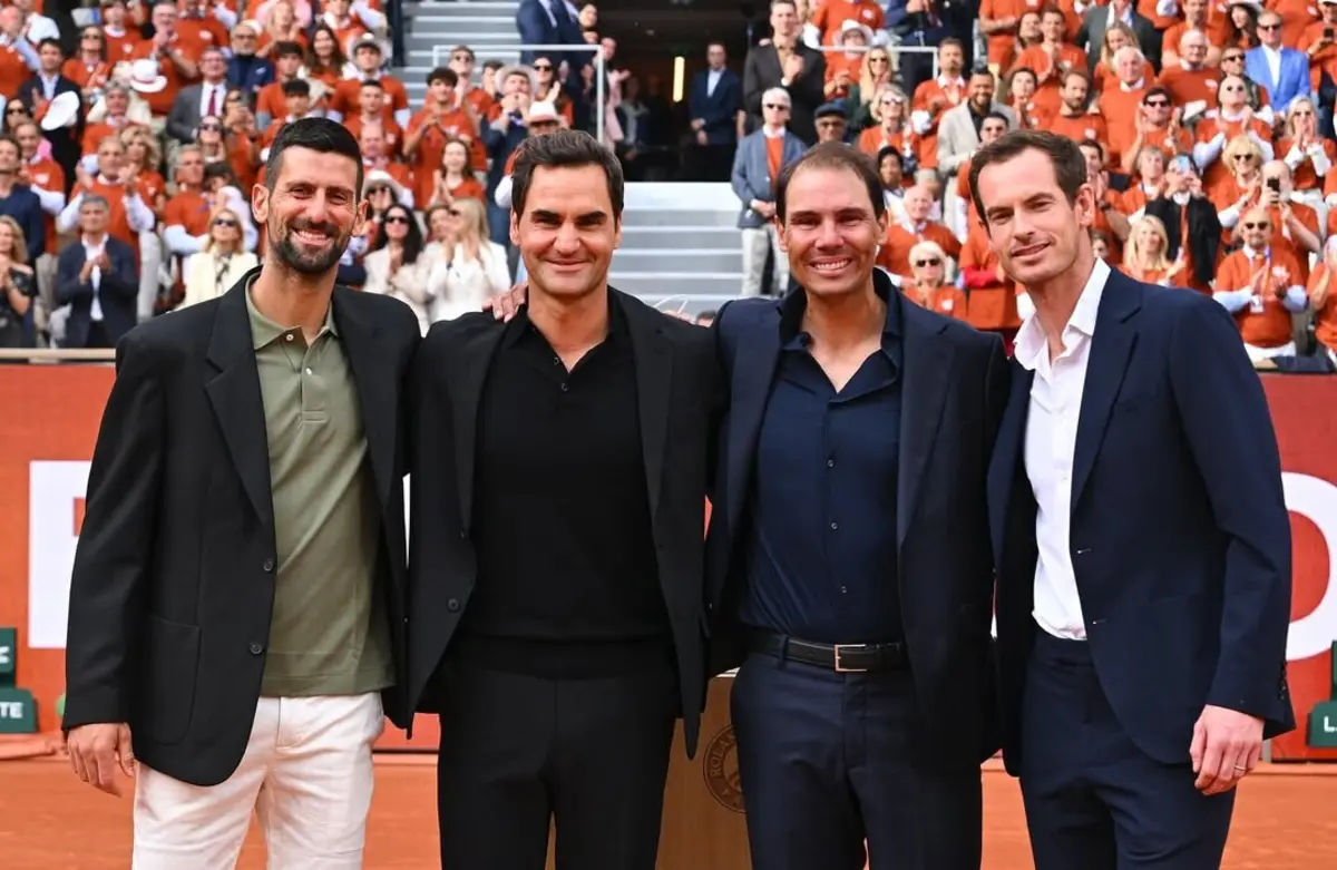 Djokovic, Federer, Nadal e Andy Murray em Roland Garros (créditos: Instagram/rafaelnadal)