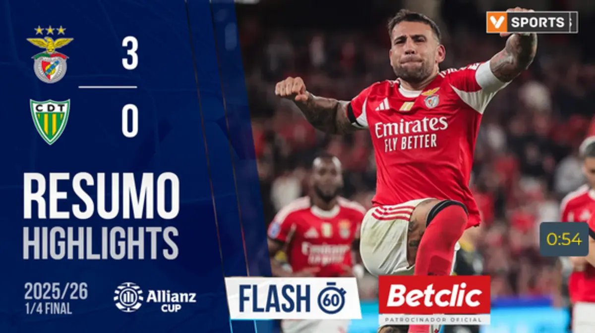 Imagem de contexto do artigo Taça da Liga: veja neste vídeo o resumo do Benfica-Tondela