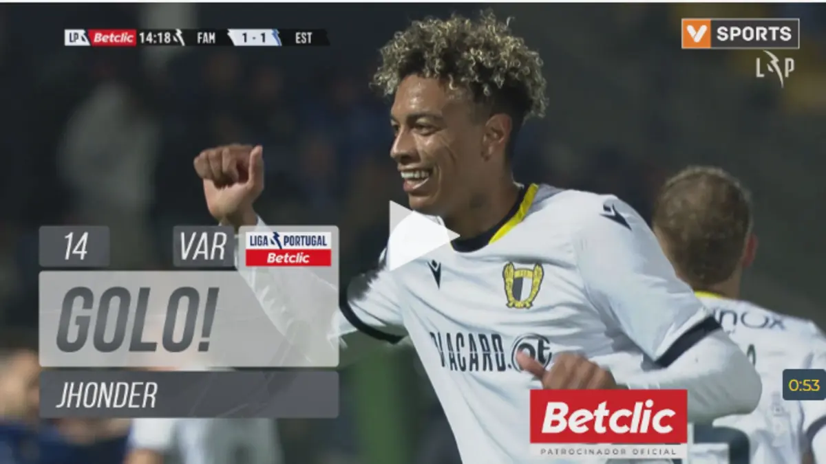 Imagem de contexto do artigo O remate de Cádiz que empatou o jogo entre Famalicão e Estoril