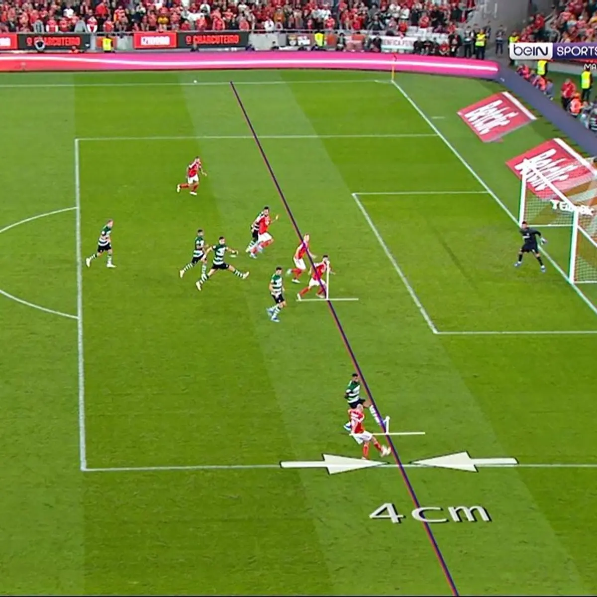 Imagem de contexto do artigo Quatro centímetros deram o triunfo ao Benfica no dérbi com o Sporting: veja o golo decisivo