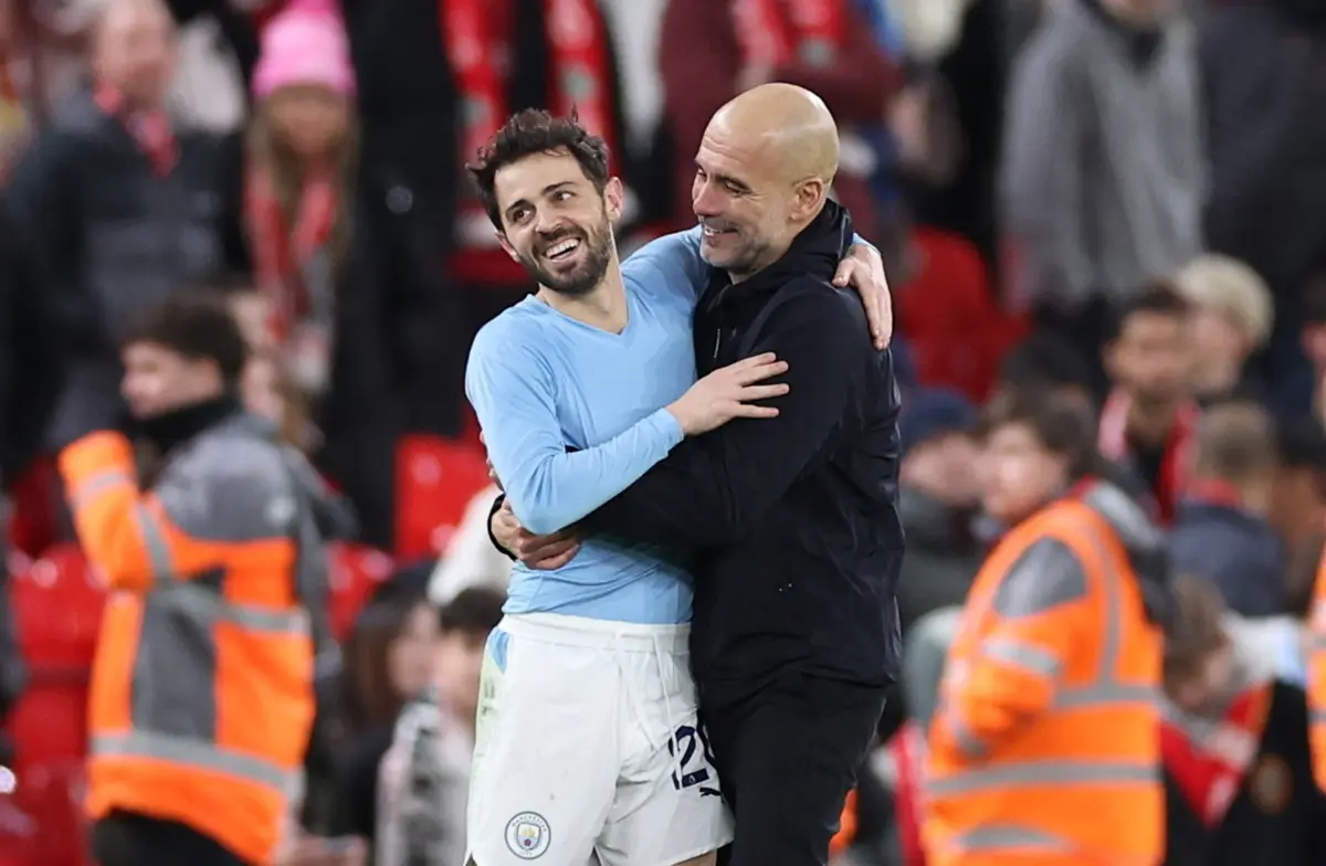 Bernardo Silva e Pep Guardiola