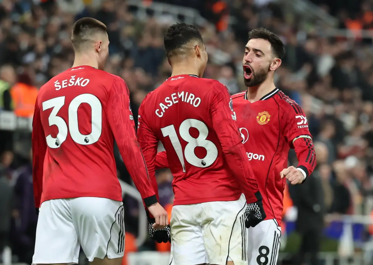 Sesko, Casemiro e Bruno Fernandes