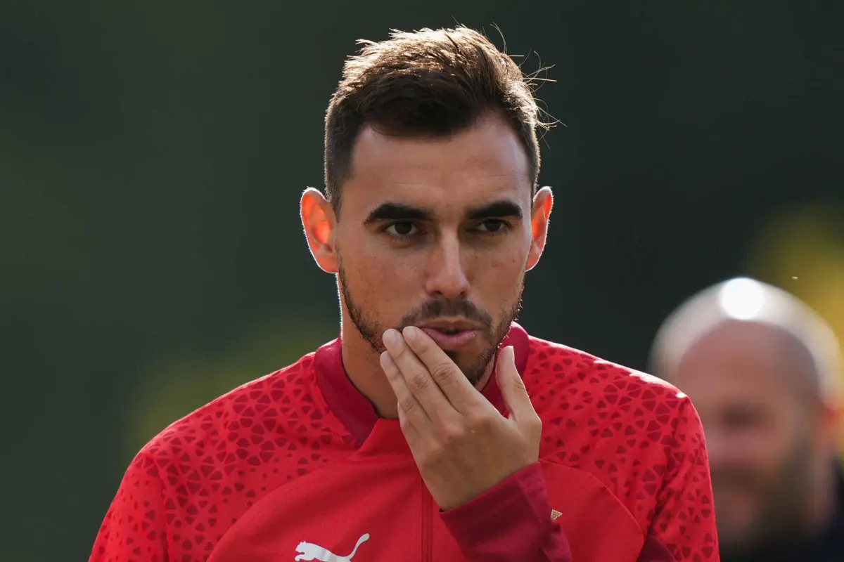 Ricardo Horta no treino do Braga (Créditos: Gonçalo Delgado/Global Imagens)