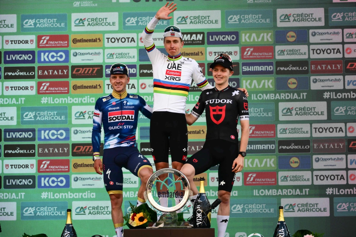 Tadej Pogacar, Remco Evenepoel e Michael Storer