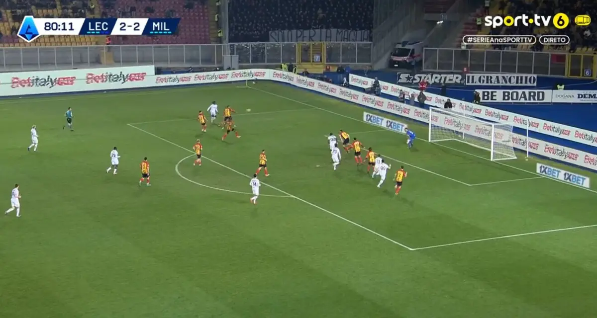 Imagem de contexto do artigo Rafael Leão assiste para reviravolta do Milan frente ao Lecce: veja os golos