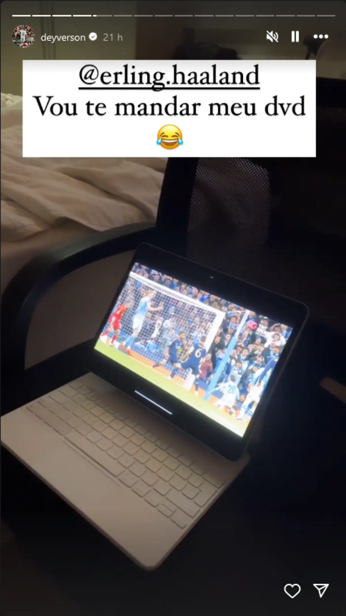 Imagem de contexto do artigo Deyverson goza com Haaland: "Vou-te mostrar o meu DVD"