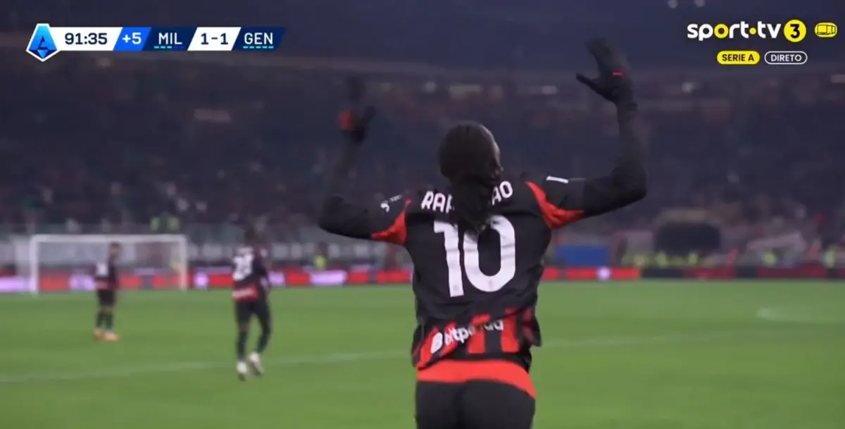 Imagem de contexto do artigo Rafael Leão arranca empate no Milan-Génova. Veja o golo do português
