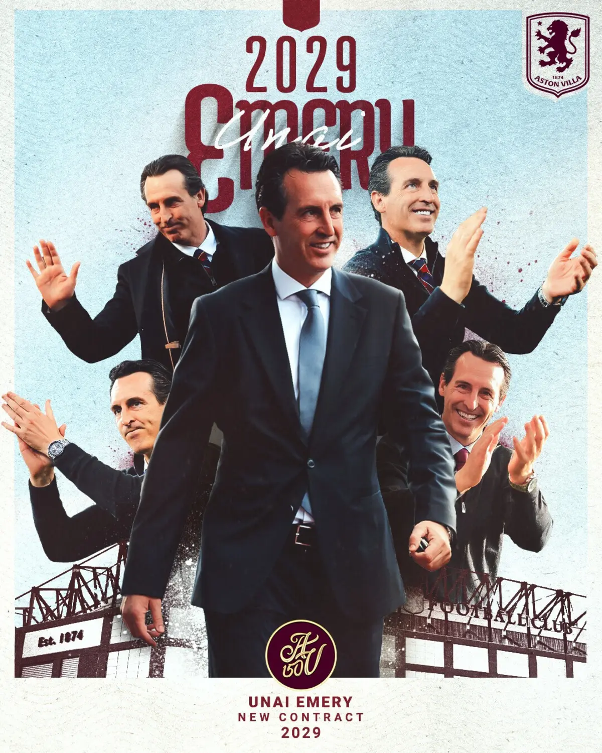 Imagem de contexto do artigo Um mês depois, Unai Emery volta a renovar com o Aston Villa