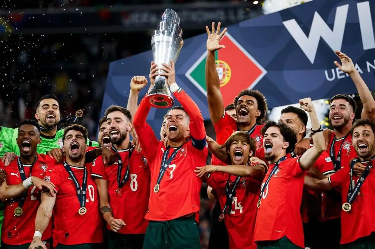 Ronaldo e Renato Veiga na festa da Liga das Nações