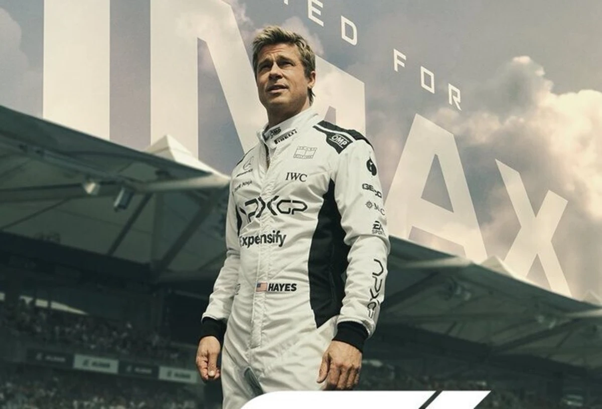 Brad Pitt no cartaz oficial do filme F1 (créditos: X/@TheCinesthetic)