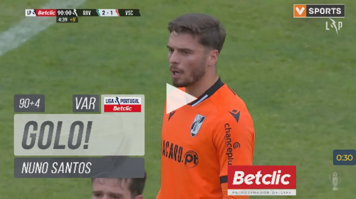 Imagem de contexto do artigo Dia de golaços: Nuno Santos marcou assim no Rio Ave-V. Guimarães