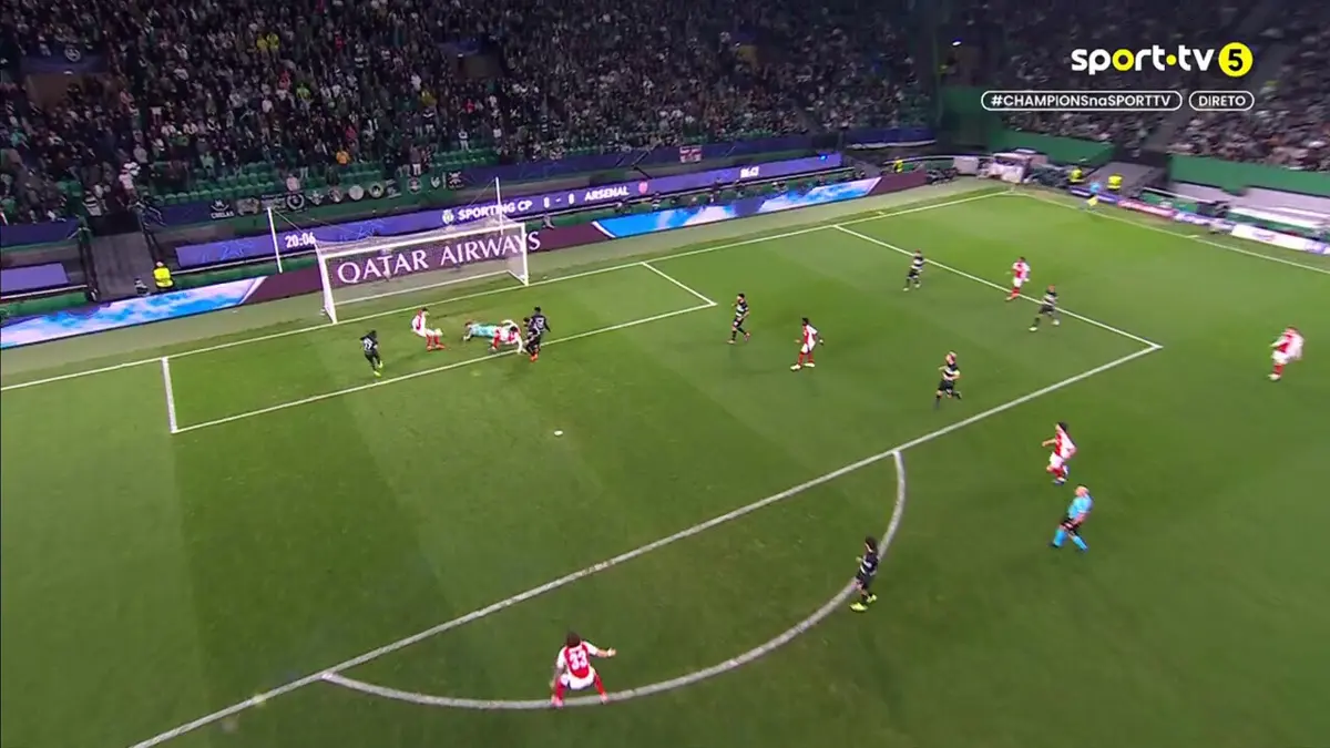 Imagem de contexto do artigo Sporting-Arsenal: Martinelli gela Alvalade. Veja o golo