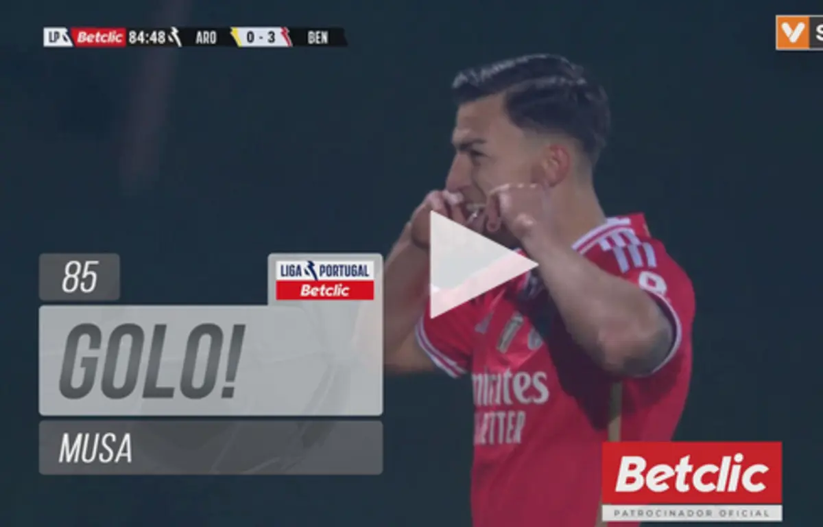 Imagem de contexto do artigo Golaço de Musa fecha triunfo do Benfica em Arouca. Assista ao golo