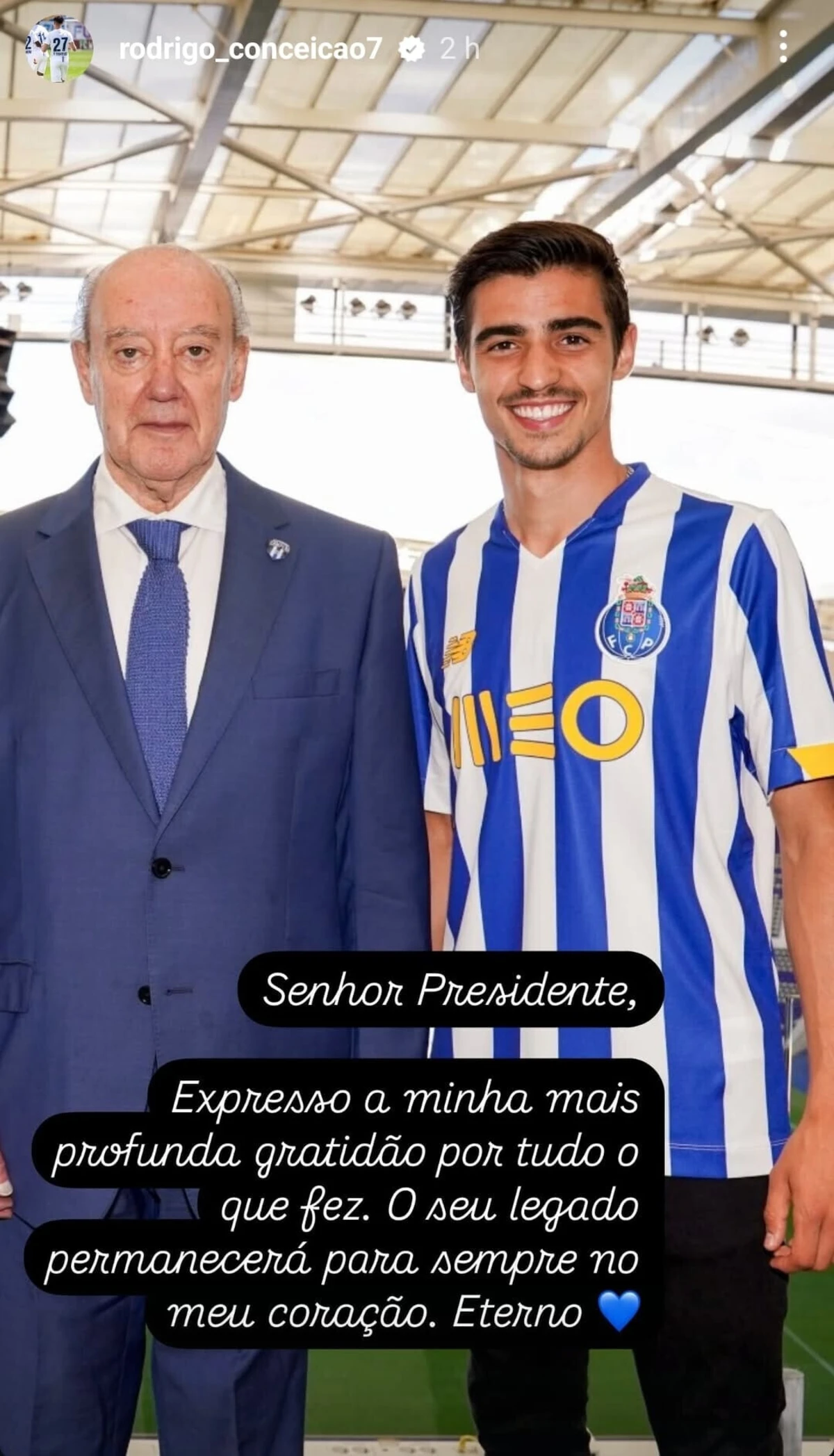 Imagem de contexto do artigo Rodrigo Conceição despede-se de Pinto da Costa: "Para sempre no meu coração"