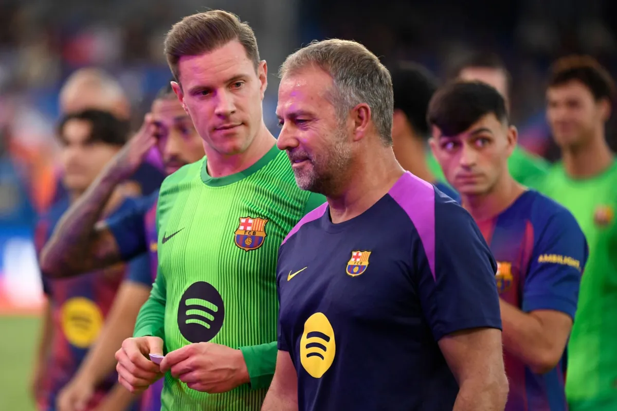 Ter Stegen com o treinador Hansi Flick