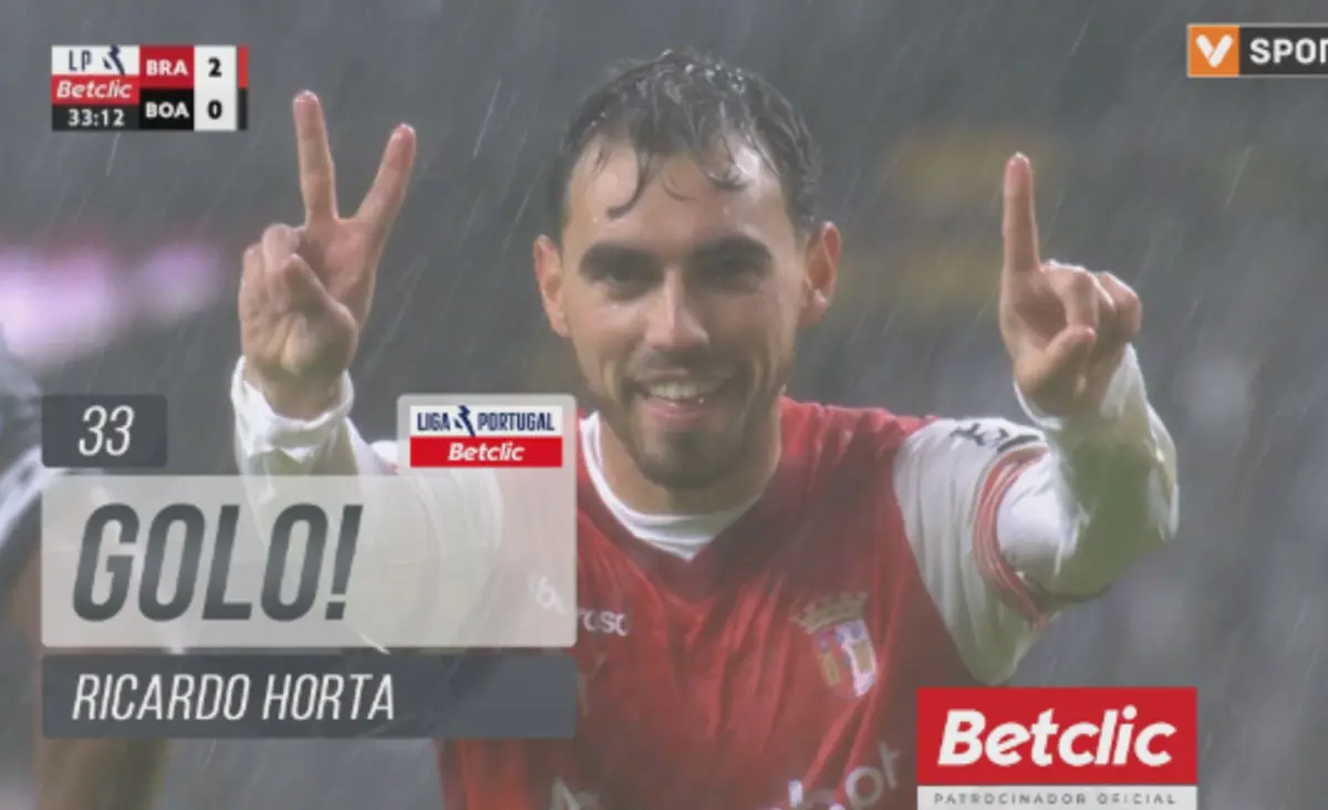 Imagem de contexto do artigo Fran Navarro e Ricardo Horta marcaram na primeira parte do Braga-Boavista