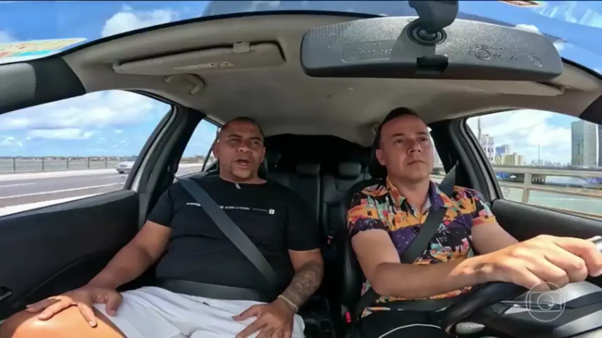 Walter, à esquerda, no programa "Carona do ge"